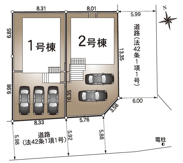 【間取り】 | 浜松市中央区半田山2丁目 新築建売 1号棟 | 1号棟の区画図です