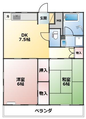 グレースマンション野埼の間取り|収納多く、南西向きの角部屋です。明るい最上階です。