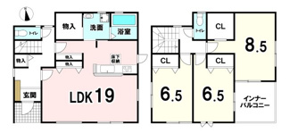 【間取り】 | 【20万円ｷｬｯｼｭﾊﾞｯｸ対象物件】リーブルガーデン斑鳩町法隆寺2丁目 全2棟 1号棟 | 施工例写真
