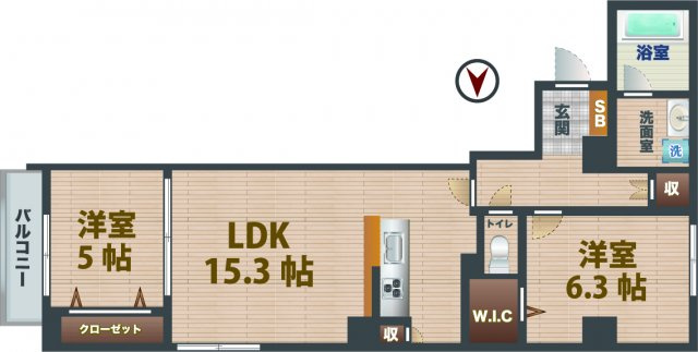 【間取り】 | ビイルーム中野 | 2LDKのお部屋です。