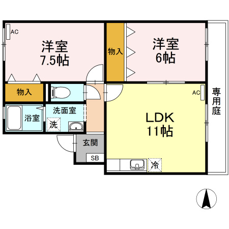 【間取り】 | コートヴィレッジ若沼　B棟 