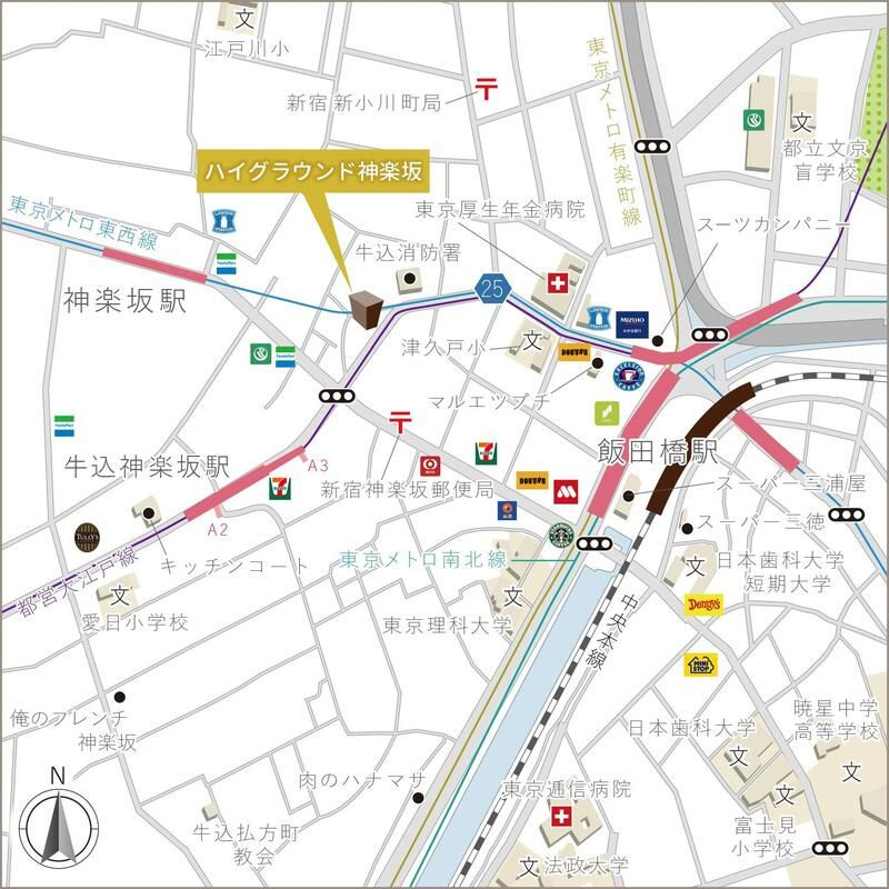 ハイグラウンド神楽坂の地図