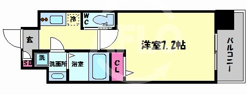 エグゼ難波西Ⅱの間取り|エグゼ難波西Ⅱ　開放感ある間取