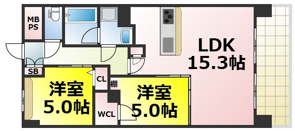 【間取り】 | スプランディッド難波WESTⅢ 仲介手数料無料