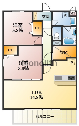 貝塚市澤の賃貸マンションの間取り