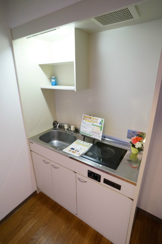 エリーフラッツ上桂のキッチン|システムキッチン採用。お手入れしやすく調理がスムーズな台所