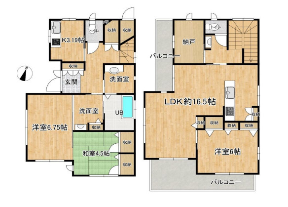 上尾市小泉　中古戸建の間取り|上尾市小泉　中古戸建・3LDK+S・土地面積133.94m2・建物面積126.55m2