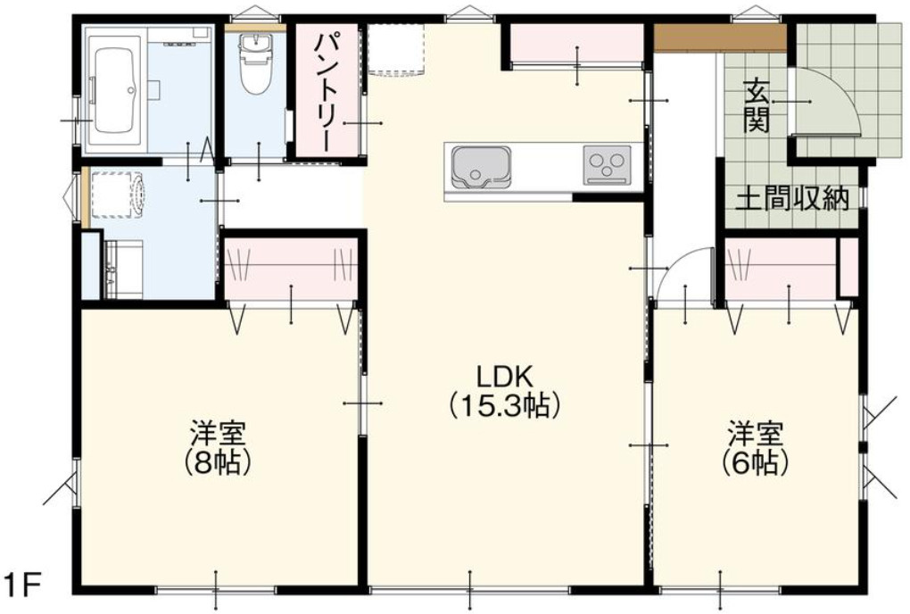 【新築平屋Z空調】渋川市行幸田　限定1棟　新築建売の間取り
