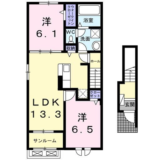 【間取り】 | Ｋ’ｓヴィレッジ旭Ｂ