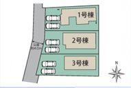 伊勢原市串橋　新築一戸建て　2号棟の区画図|配置図