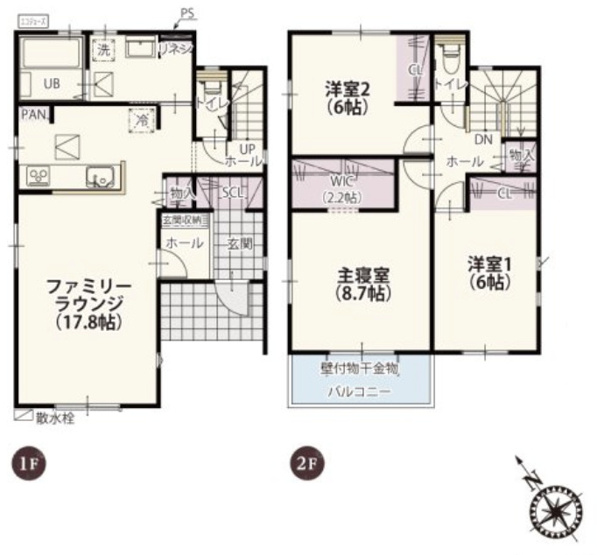 【間取り】 | 久喜市青葉第7期　ワイウッドコート　新築戸建　全3棟　2号棟