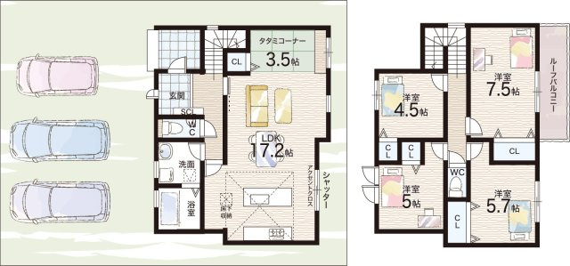 ★現地見学可能！★東近江市林田町　第1・2期　新築一戸建ての間取り|6号地