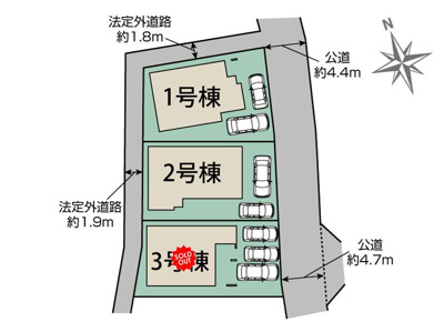 【区画図】 | 厚木市愛名　全３棟　新築住宅