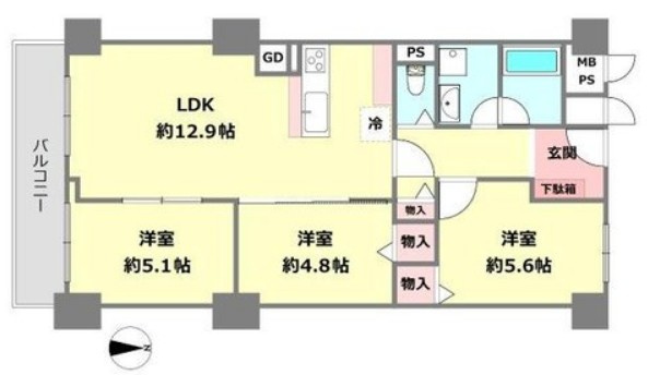 【間取り】 | 日商岩井夙川マンション