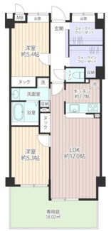 【間取り】 | クレール東塚口　パリの邸宅風のリフォーム | お二人様におすすめの２LDKの間取りです♪１階のお部屋で専用庭付きです！！