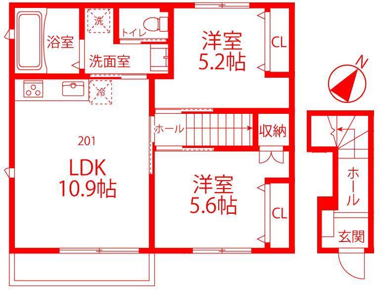 藤沢市鵠沼藤が谷３丁目のアパートの間取り