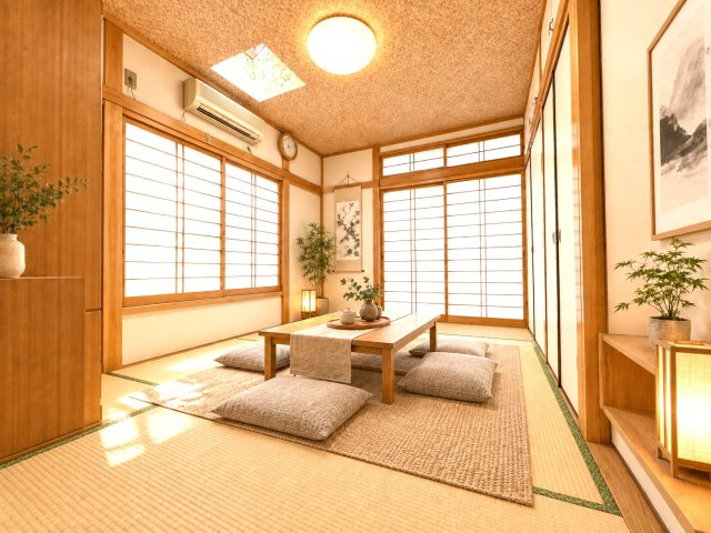 江戸川区北葛西2丁目売戸建の和室|実際の室内写真をCG加工し、ホームステージングしたイメージです。家具・調度品等は含まれません。
