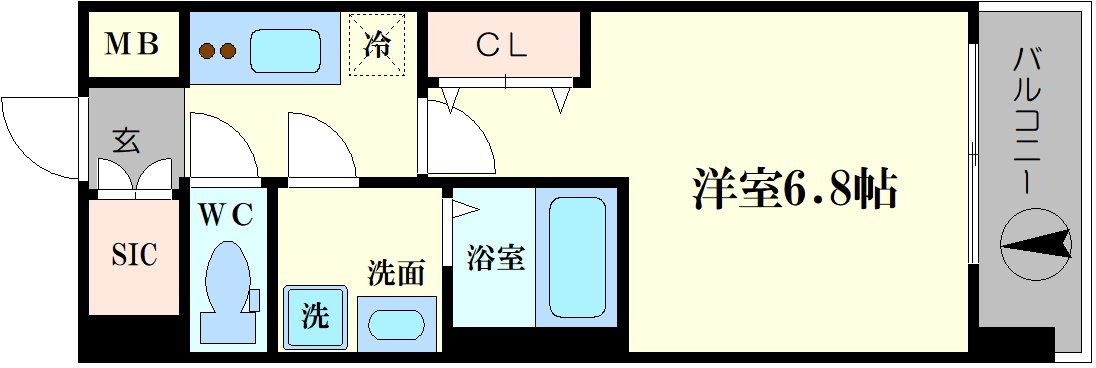 レジュールアッシュ玉造の間取り