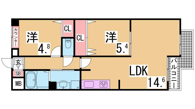 神戸市長田区四番町７丁目の賃貸マンションの間取り