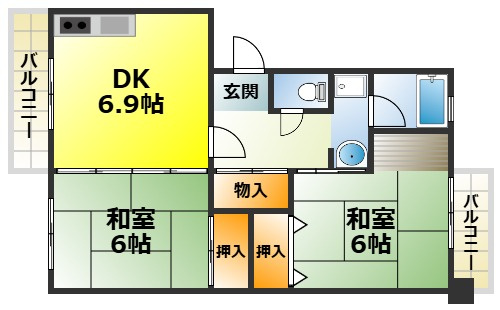 泉北鴨谷台３丁３号棟の間取り