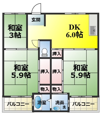 ビレッジハウス葛ノ葉7号の間取り