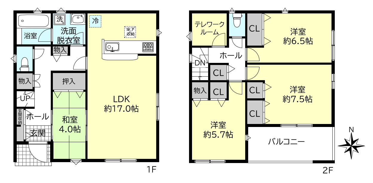 神戸市西区伊川谷町有瀬新築戸建５号棟の間取り