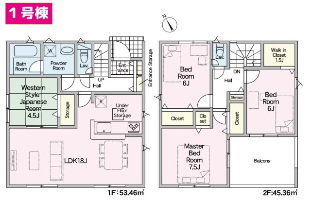 【間取り】 | 沼津市大諏訪第9 新築建売分譲住宅 土地＋建物 TW06267 | 沼津市大諏訪　１号棟　間取り図