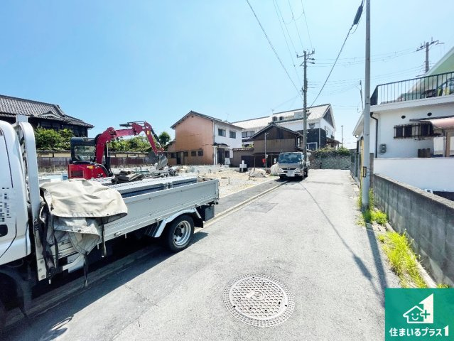 姫路市網干区余子浜　第3　新築一戸建ての前面道路含む現地写真|周辺は落ち着いた街並みの住宅地！子育てがしやすい住環境です！まだ未完成ですが、現地でしかわからない事もございます。是非一度ご覧ください。