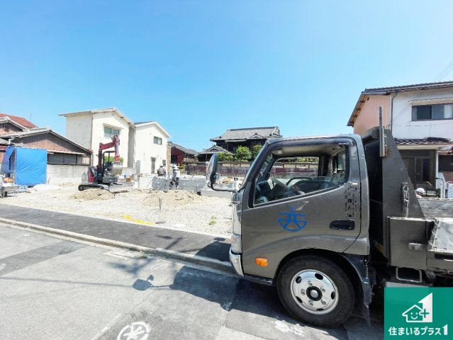 姫路市網干区余子浜　第3　新築一戸建ての外観|周辺は落ち着いた街並みの住宅地！子育てがしやすい住環境です！まだ未完成ですが、現地でしかわからない事もございます。是非一度ご覧ください。