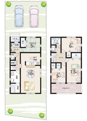 姫路市網干区余子浜　第3　新築一戸建ての間取り|3号棟