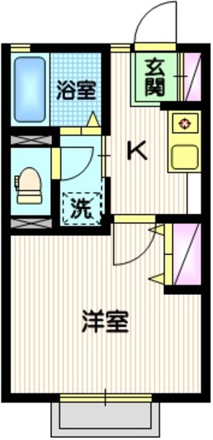 ラ・フレーズの間取り|シンプルで使いやすい１K　洋室はゆとりの６.７帖