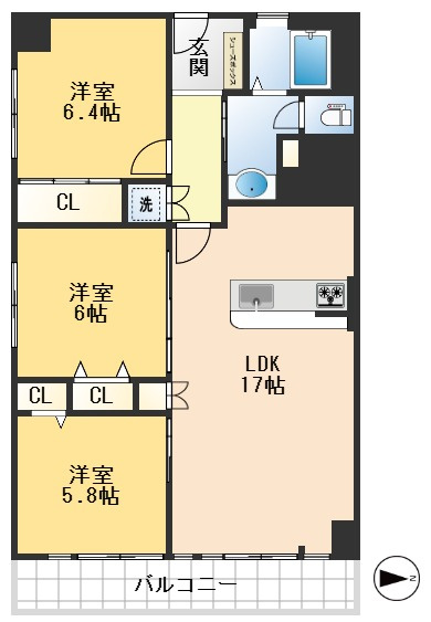 北摂マンションの間取り