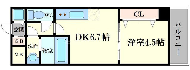 ONE ROOF FLAT FUKUSHIMAの間取り