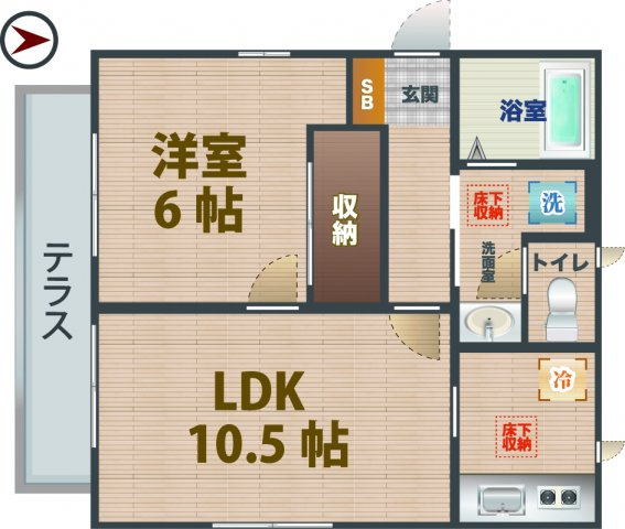 【間取り】 | ヴィラ　ワン | 1LDKのお部屋です。