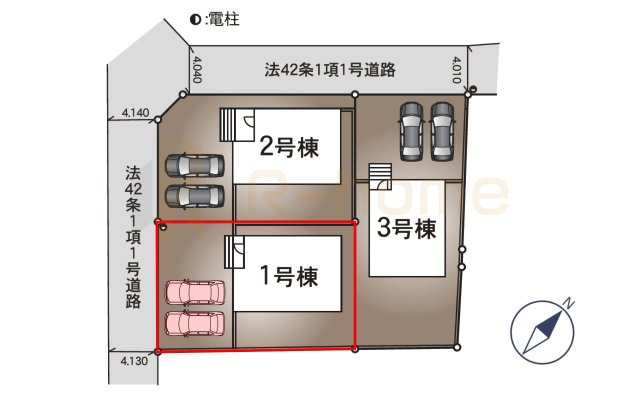つくば市谷田部第24　新築戸建て　1号棟の区画図|大きなお買い物だからこそ、メリット・デメリットを伝えさせて頂きます。
R-homeにお任せください♪