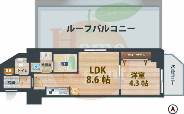 【間取り】 | バウスフラッツ高円寺 | 1LDKのお部屋です。