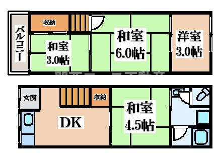 【間取り】 | 北条６丁目貸家
