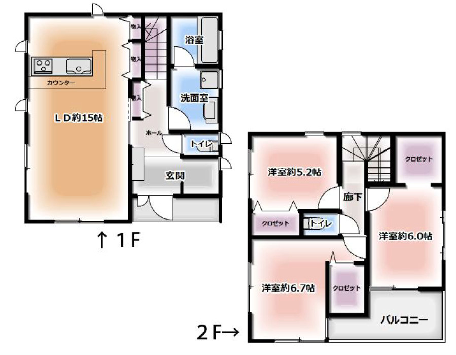 中古／川越市大字砂の間取り|2階建て3LDK