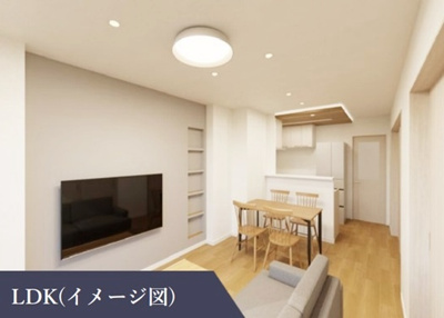 【居間・リビング】 | 日商岩井夙川マンション | 2026年9月フルリフォーム完了予定、桜並木を楽しめるお部屋。