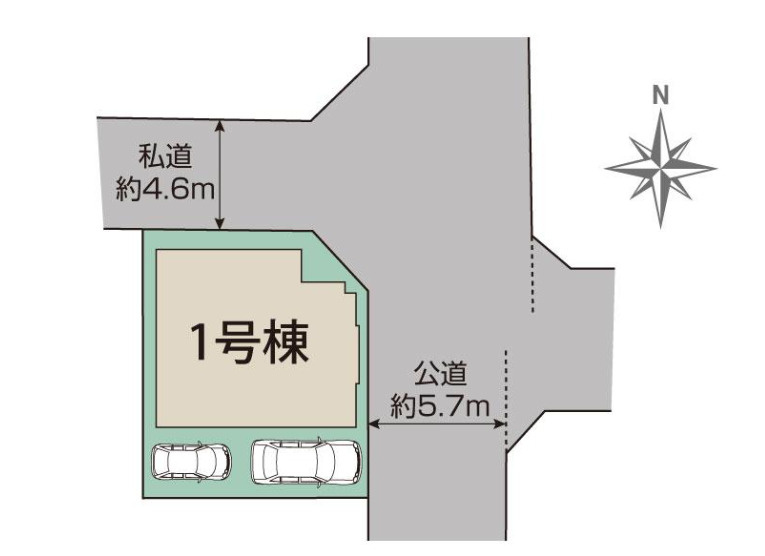 平塚市河内2丁目　新築戸建　全1棟1号棟の区画図