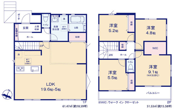 福岡市東区雁の巣8期　1号棟の間取り