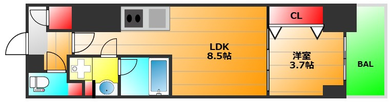 アーバネックス谷町四丁目の間取り|現状有姿