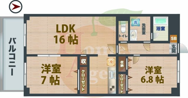 【間取り】 | ミレニアム中野 | 2LDKのお部屋です。