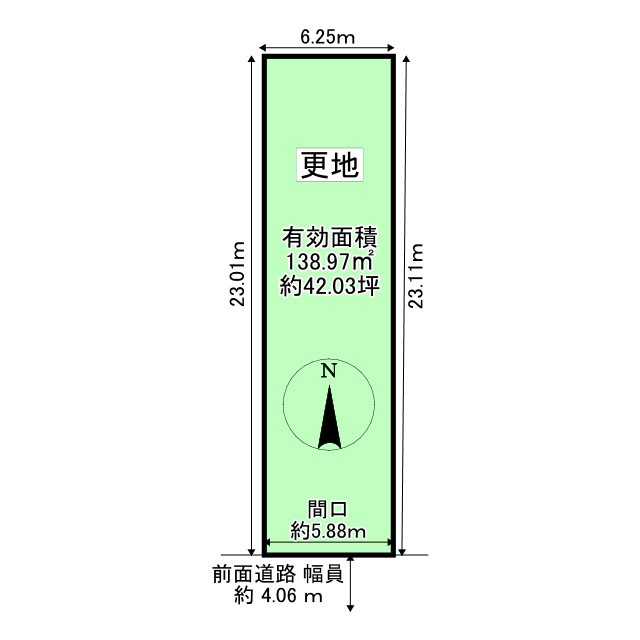 上・新美濃部町 建築条件無し 土地の土地図