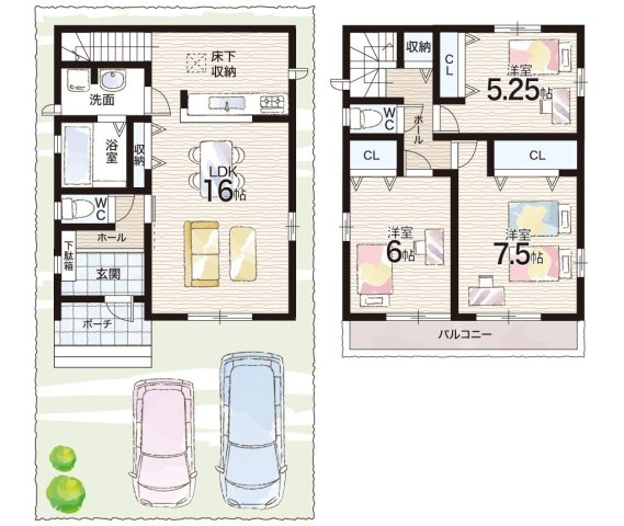 明石市東朝霧丘　新築一戸建ての間取り|B号棟