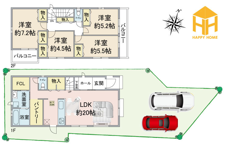ハートフルタウン西昆陽2丁目新築戸建て全4区画│4LDK+駐車2台可の間取り|※現況と図面が異なる場合現況を優先いたします。