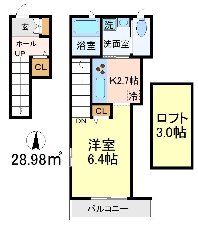 世田谷区赤堤２丁目のアパートの間取り