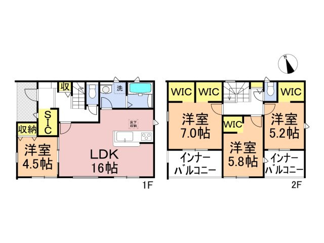 リーブルガーデン　羽島市福寿町間島2丁目　全2区画分譲の間取り|■１号棟　■ヤマダ不動産　株式会社リライフ　
■夢のマイホーム購入をフルサポートします！