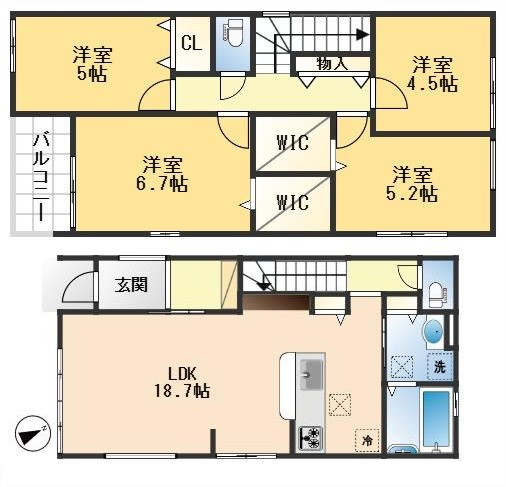 豊中市熊野町2丁目　新築戸建の間取り