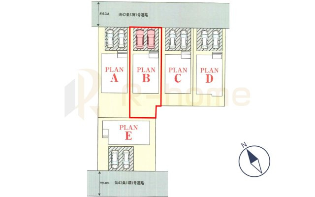 守谷市薬師台2丁目　新築戸建て　B号棟の区画図|大きなお買い物だからこそ、メリット・デメリットを伝えさせて頂きます。
R-homeにお任せください♪